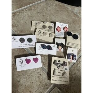 New Handmade Polymer Clay Stud Earrings lot -5 Unique 10 PCs Stainless Steel